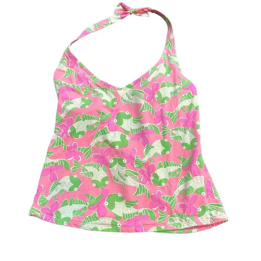 LILLY PULITZER TANKINI‎ TOP BE COY TRINA PINK GREEN SZ 12